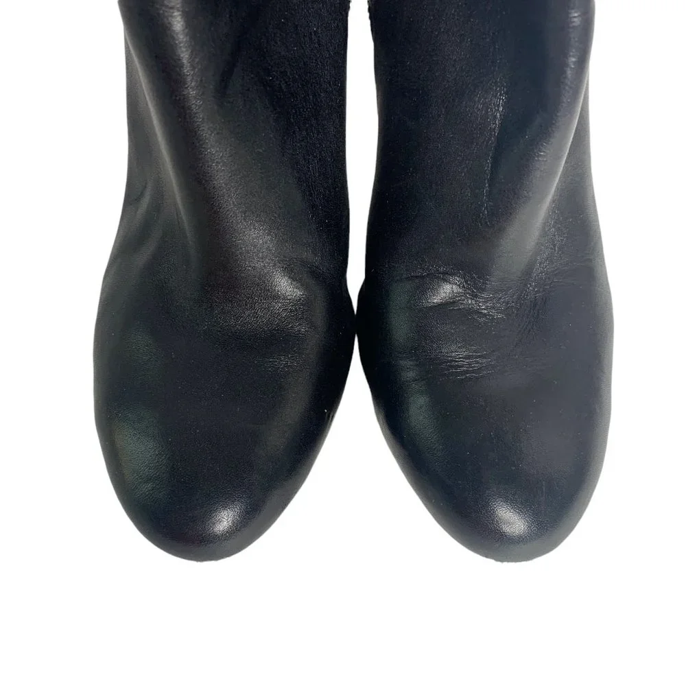 Michael Kors Leather Ankle Boots Booties 11M Black or Dark Brown Chunky Heel